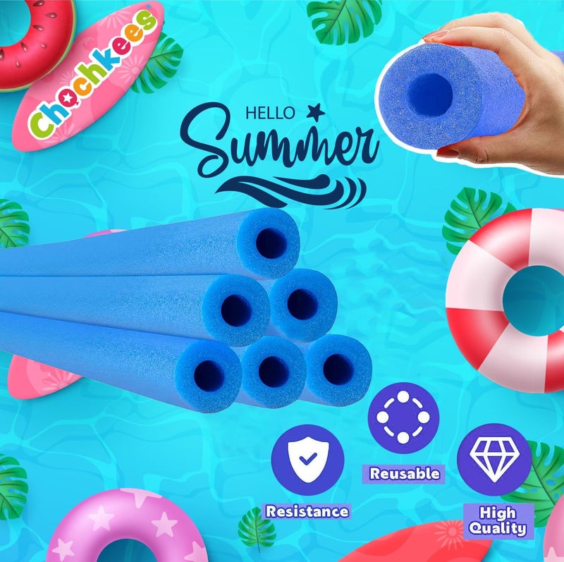 Chochkees Blue Pool Noodles Swimming Hollow Core Foam Tube, Floating Thick Noodles for Floating, Pool Accessories, 52" - Image 2